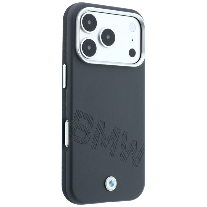 Калъф MagSafe с наклонени релефни букви BMW за iPhone 17 Pro Max / 18 Pro Max - сив