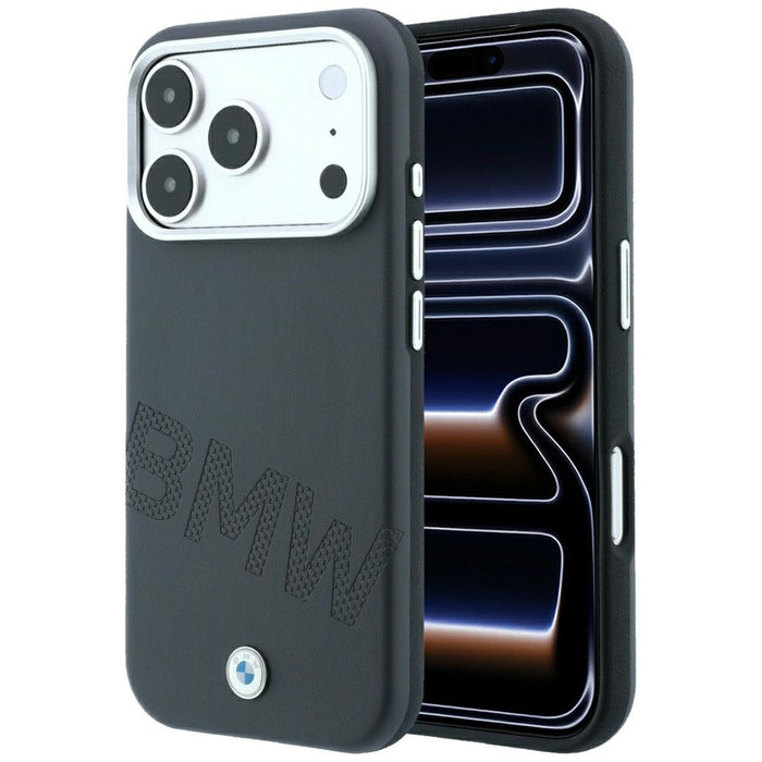 Калъф MagSafe с наклонени релефни букви BMW за iPhone 17 Pro Max / 18 Pro Max - сив