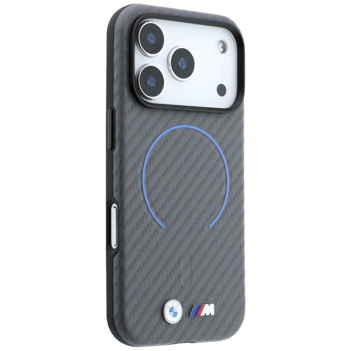 BMW M калъф MagSafe с карбонов принт и пръстени за iPhone 18 Pro Max / 17 Pro Max - сив
