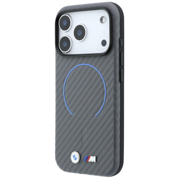 BMW M калъф MagSafe с карбонов принт и пръстени за iPhone 18 Pro Max / 17 Pro Max - сив