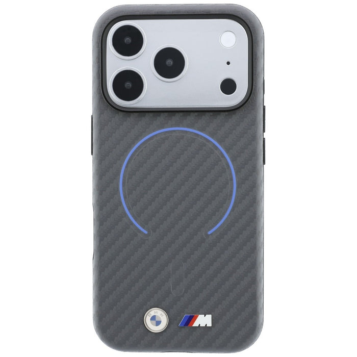 BMW M калъф MagSafe с карбонов принт и пръстени за iPhone 18 Pro Max / 17 Pro Max - сив