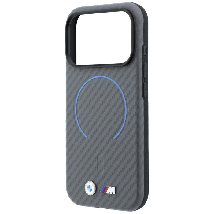 BMW M калъф MagSafe с карбонов принт и пръстени за iPhone 18 Pro Max / 17 Pro Max - сив