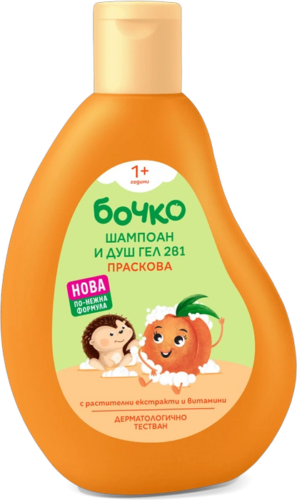 Детски шампоан и душ гел 2в1 Праскова, 250 ml