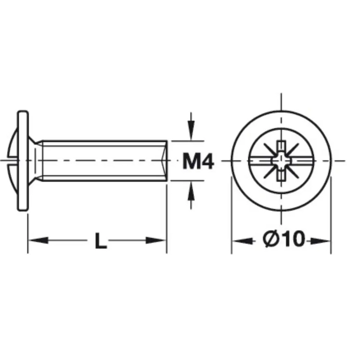 БОЛТ МЕБЕЛНИ ДРЪЖКИ М4Х23ММ HÄFELE 10БР