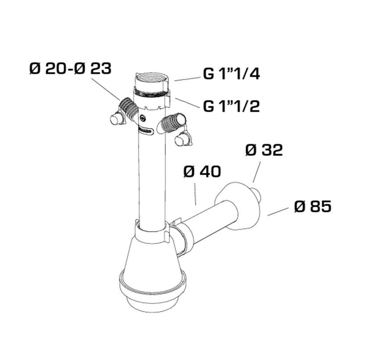 СИФОН ЗА МИВКА 1 1/2 Ф40 2 ЩУЦЕРА FIASCA