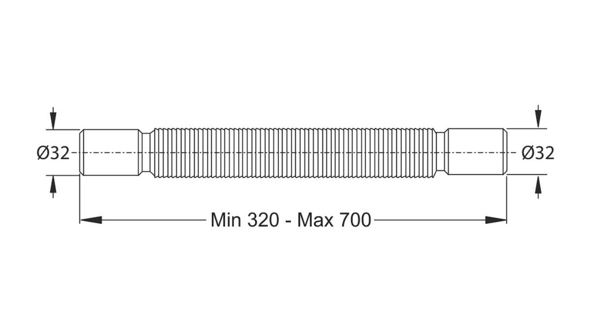 ГЪВКАВА ВРЪЗКА ЗА СИФОН Ф32X32 MM