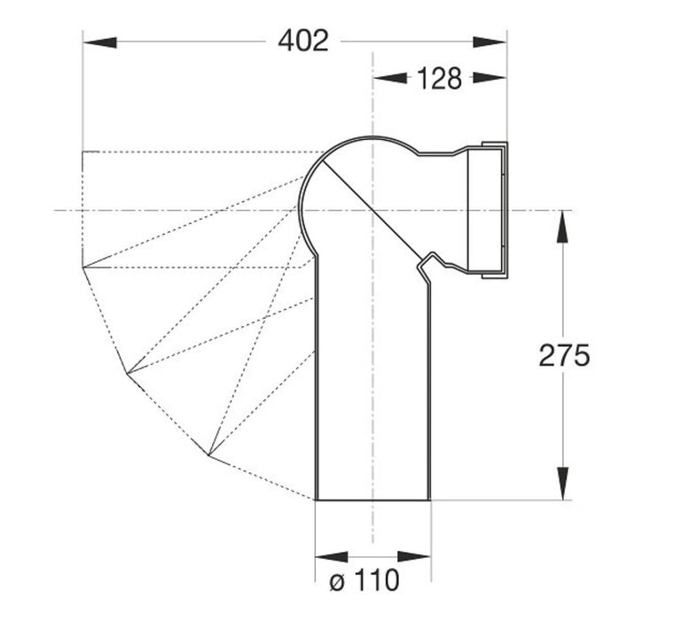 ЧУПЕЩО КОЛЯНО ЗА ТОАЛЕТНА Ф80-100/110ММ