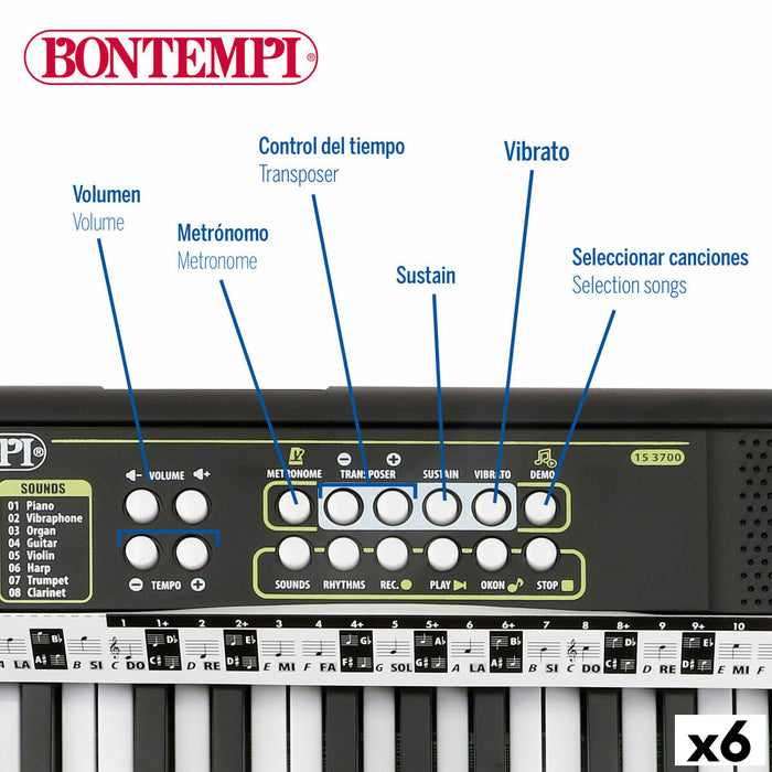 Клавиатура с 37 бутона Bontempi 42 x 4 x 15 cm (6 броя)