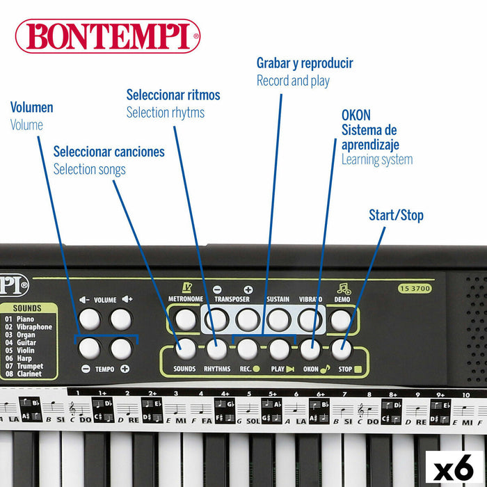 Клавиатура с 37 бутона Bontempi 42 x 4 x 15 cm (6 броя)
