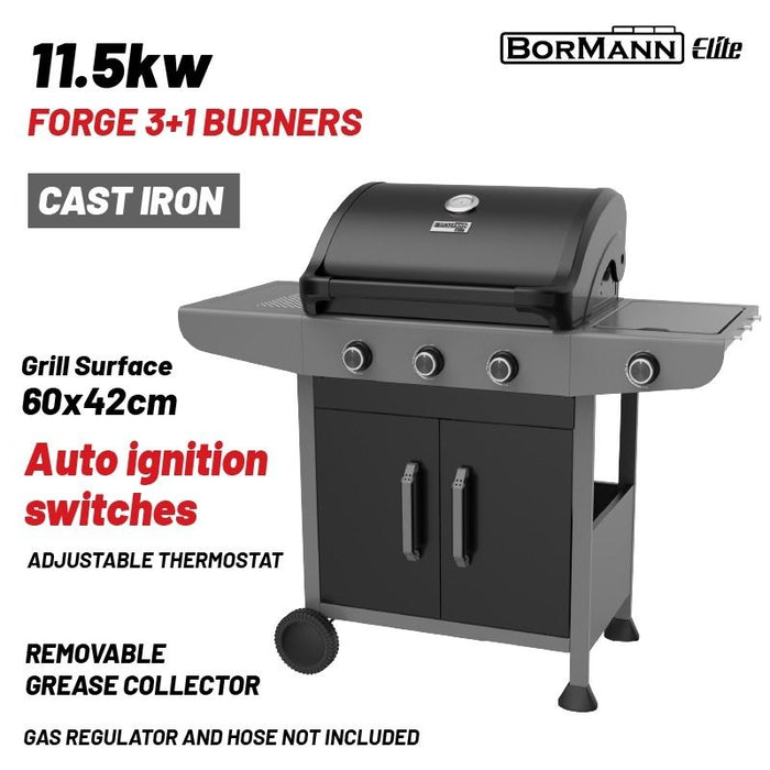 Газово барбекю Bormann - Elite Forge, 11.5 kW, 3+1 горелки