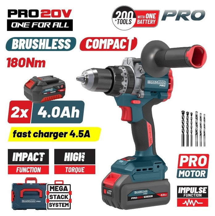 Акумулаторен ударен винтоверт Bormann - Pro, BBP5461X44CA, 20V, 2x4.0Ah