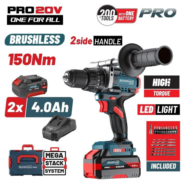 Акумулаторен ударен винтоверт Bormann - Pro BBP5406X44CA, 20V, 2x4.0Ah