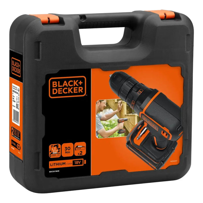 Бормашина Black & Decker BDCDC18KB-QW Безключова Черен