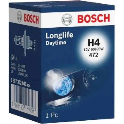 BOSCH LONGLIFE DAYTIME H4 4000K 55W 12V CARTON BOX 1 PCS