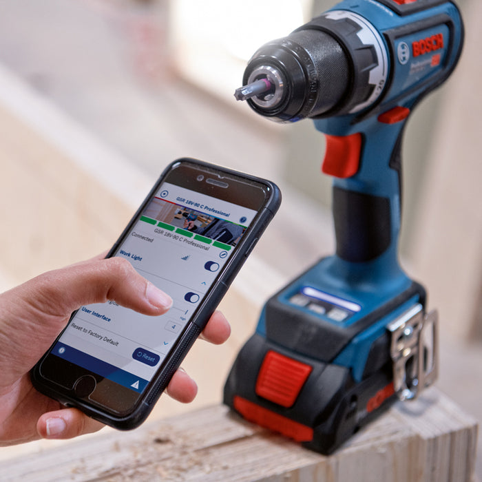 АКУМУЛАТОРНА БЕЗЧЕТКОВА БОРМАШИНА BOSCH PROFESSIONAL GSR 18V-90 18 V, 64.00 nm, БРОЙ БАТЕРИИ 2, 2.00 Ah, КУФАР