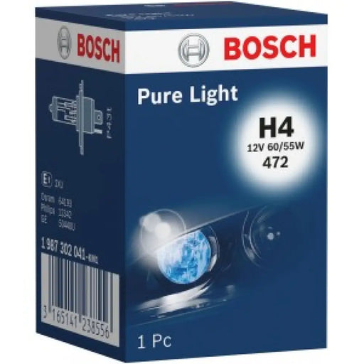BOSCH PURE LIGHT H4 4000K 55W 12V CARTON BOX 1 PCS