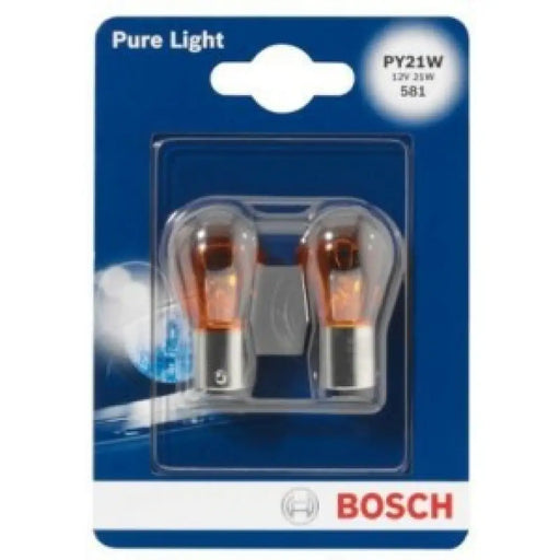 BOSCH PURE LIGHT PY21W AMBER 12V CARTON BLISTER X2 PCS