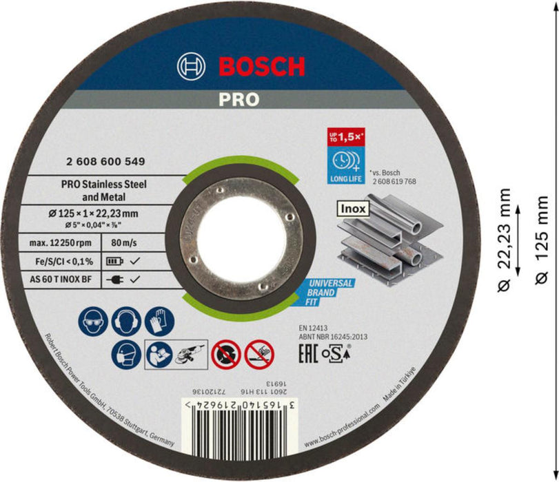 ДИСК ЗА ИНОКС Ф125Х1.0ММ BOSCH