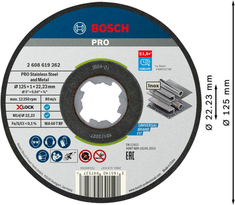 ДИСК ЗА ИНОКС Ф125Х1.0ММ  X-LOCK BOSCH