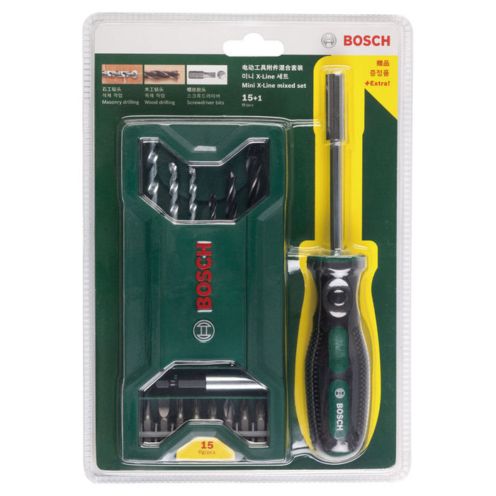 КОМПЛЕКТ СВРЕДЛА,БИТОВЕ И ОТВЕРТКА BOSCH 15 БРОЯ