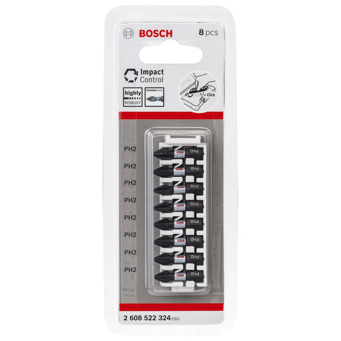 УДАРЕН КОМПЛЕКТ НАКРАЙНИЦИ PH2 8 БРОЯ 25 ММ BOSCH IMPACT CONTROL