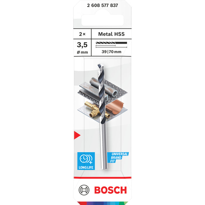 СВРЕДЛО ЗА МЕТАЛ 2 БРОЯ BOSCH HSS 3.5x39x70