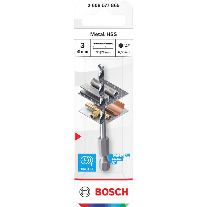 СВРЕДЛО ЗА МЕТАЛ BOSCH HSS HEX 3x33x72