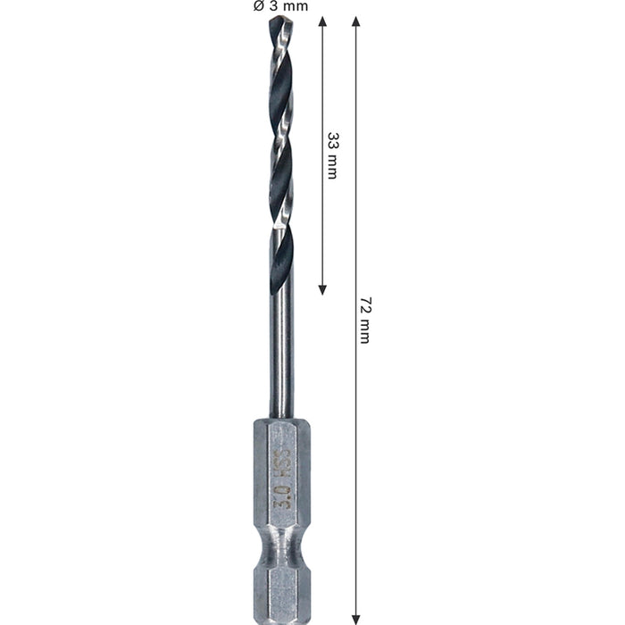 СВРЕДЛО ЗА МЕТАЛ BOSCH HSS HEX 3x33x72