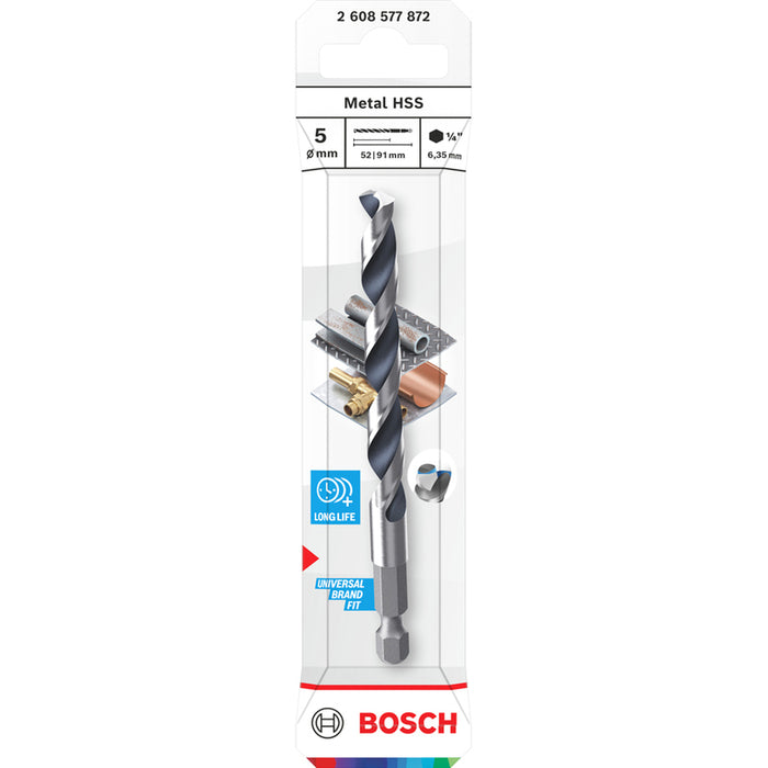 СВРЕДЛО ЗА МЕТАЛ BOSCH HSS HEX 5x52x91