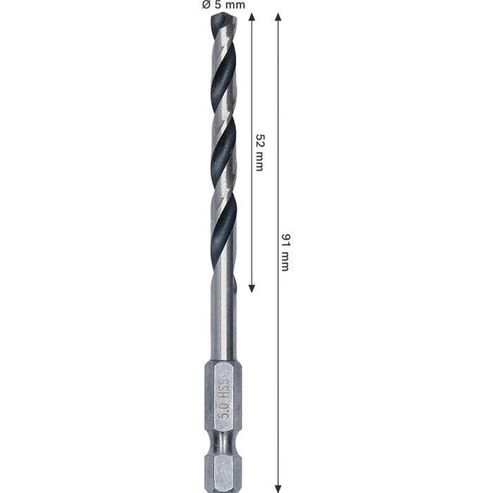 СВРЕДЛО ЗА МЕТАЛ BOSCH HSS HEX 5x52x91