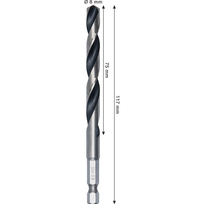 СВРЕДЛО ЗА МЕТАЛ BOSCH HSS HEX 8x75x117