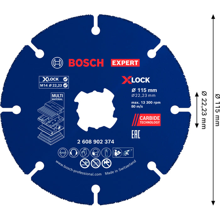 КАРБИДЕН ДИСК ЗА РЯЗАНЕ 115 ММ BOSCH MULTI WHEEL X-LOCK