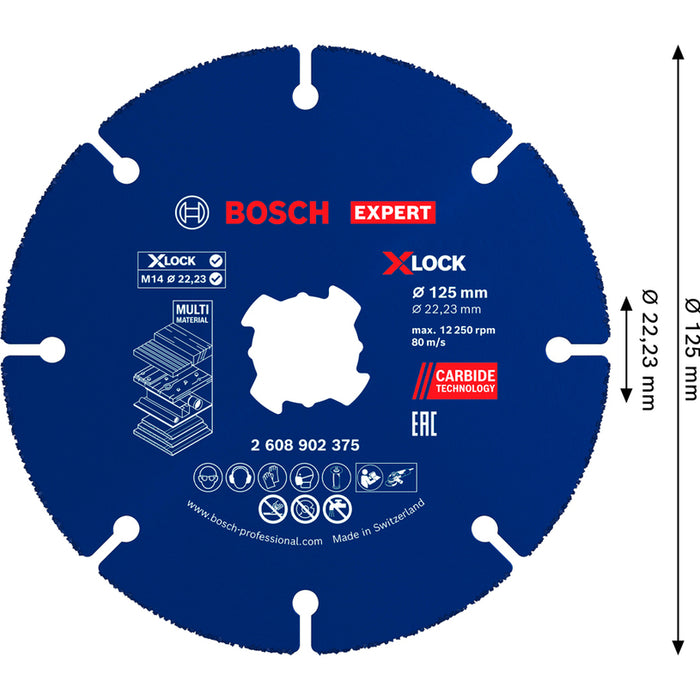 КАРБИДЕН ДИСК ЗА РЯЗАНЕ 125 ММ BOSCH MULTI WHEEL X-LOCK