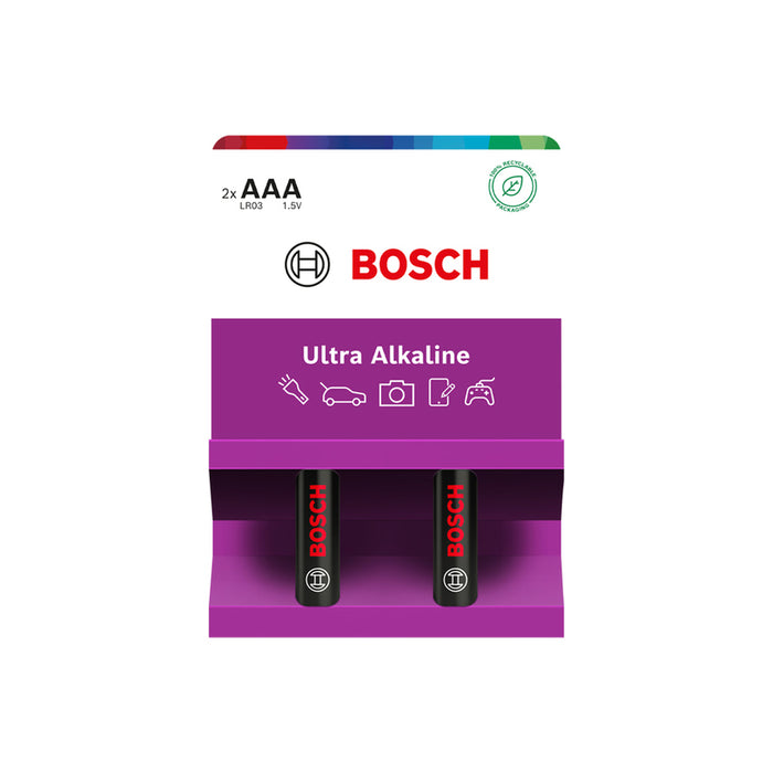 БАТЕРИИ AAA 2 БРОЯ BOSCH ULTRA ALKALINE LR03UA2B/00