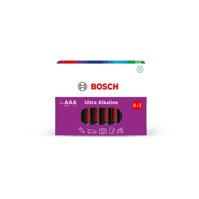 БАТЕРИИ AAA 10 БРОЯ BOSCH ULTRA ALKALINE LR03UA10B/00