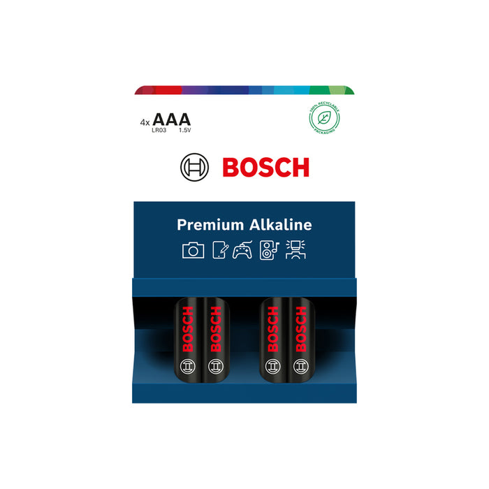 БАТЕРИИ AAA 4 БРОЯ BOSCH PREMIUM ALKALINE LR03PA4B/00