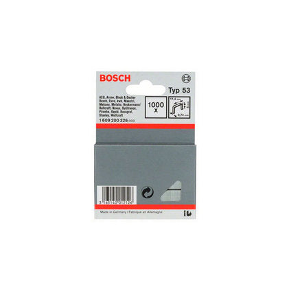 КОМПЛЕКТ СКОБИ ЗА ТАКЕР ТИП 53 6X11.4 ММ BOSCH 1000 БРОЯ
