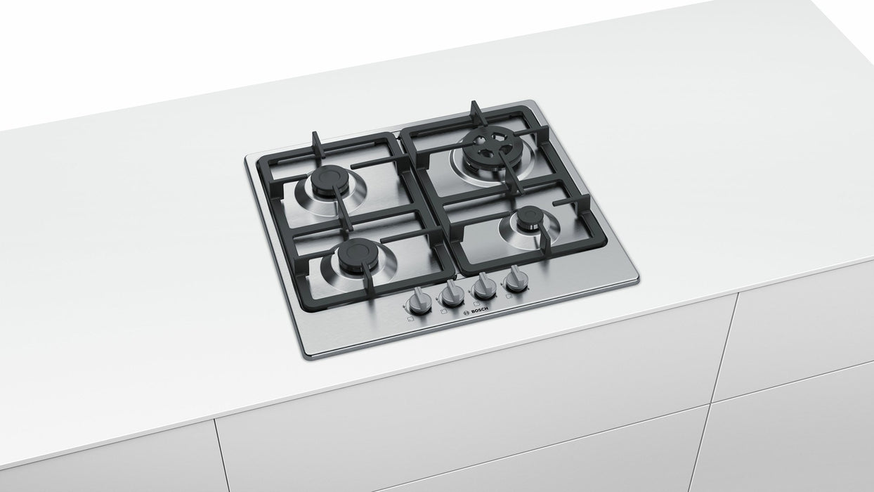Bosch Serie 4 PGH6B5B90 Котлон Неръждаема стомана Вграден 60 см Газ 4 зони