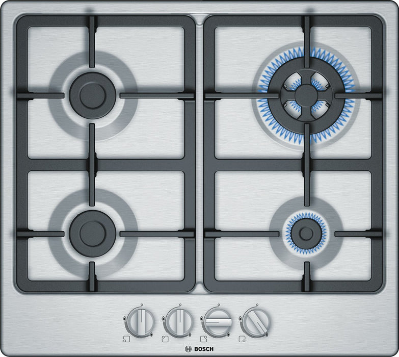 Bosch Serie 4 PGH6B5B90 Котлон Неръждаема стомана Вграден 60 см Газ 4 зони