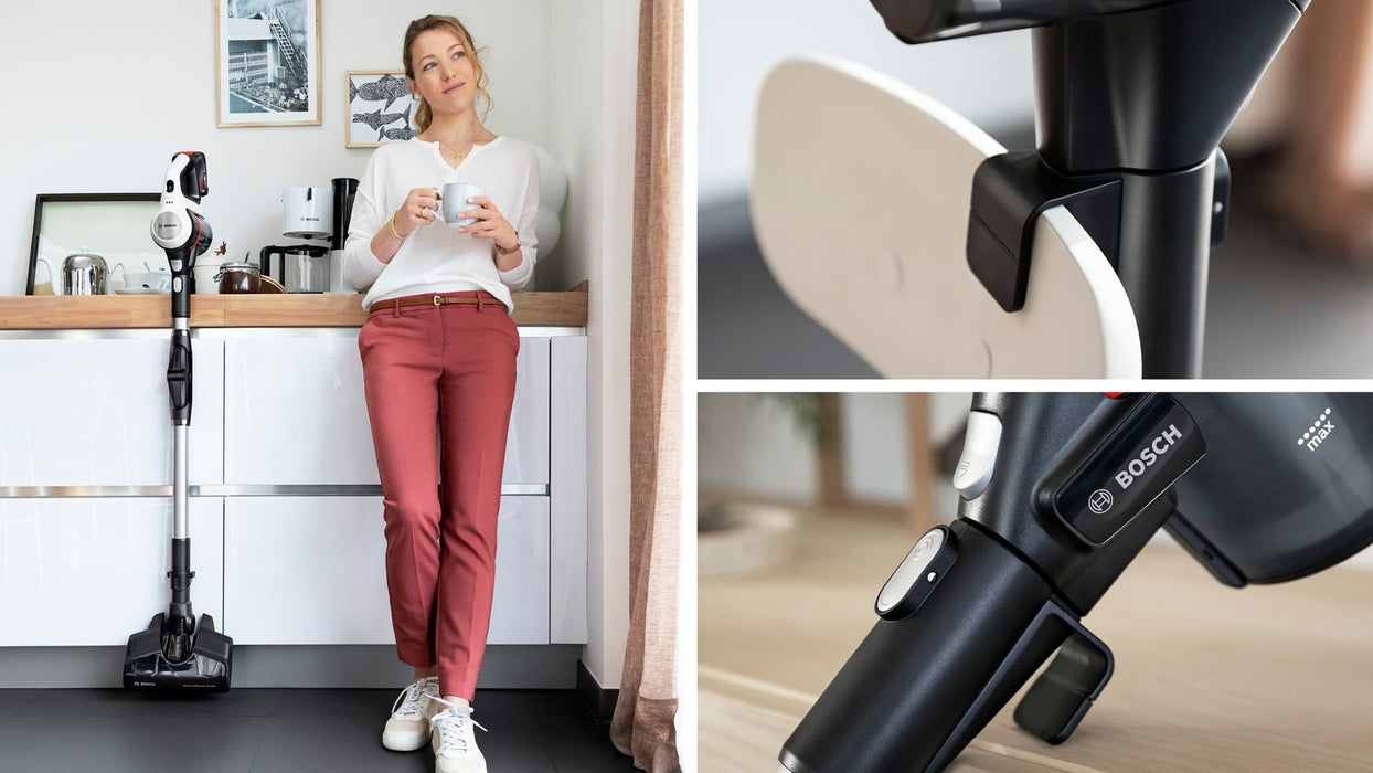 Bosch BSS711W прахосмукачка/електрическа метла Батерия Суха Без торба 0.3 л Черен, Сребърен, Бял