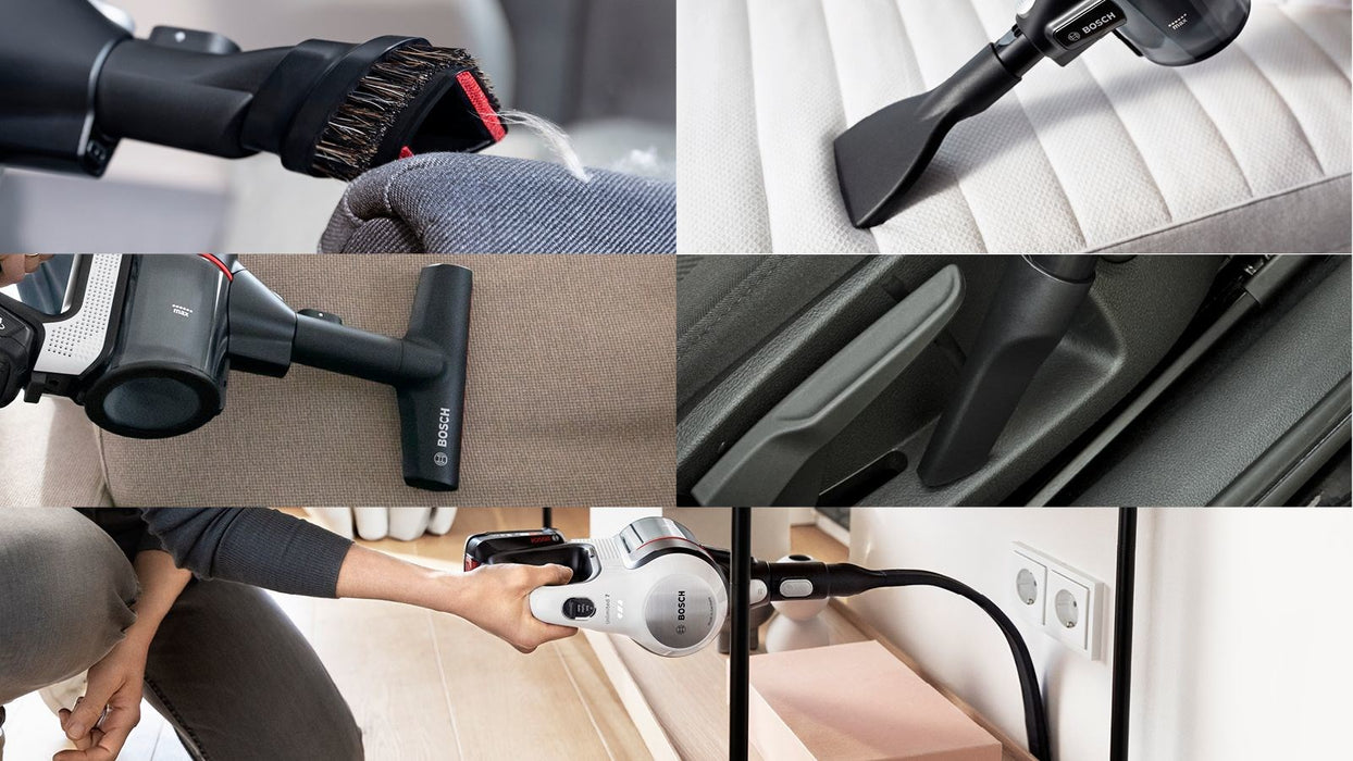 Bosch BSS711W прахосмукачка/електрическа метла Батерия Суха Без торба 0.3 л Черен, Сребърен, Бял