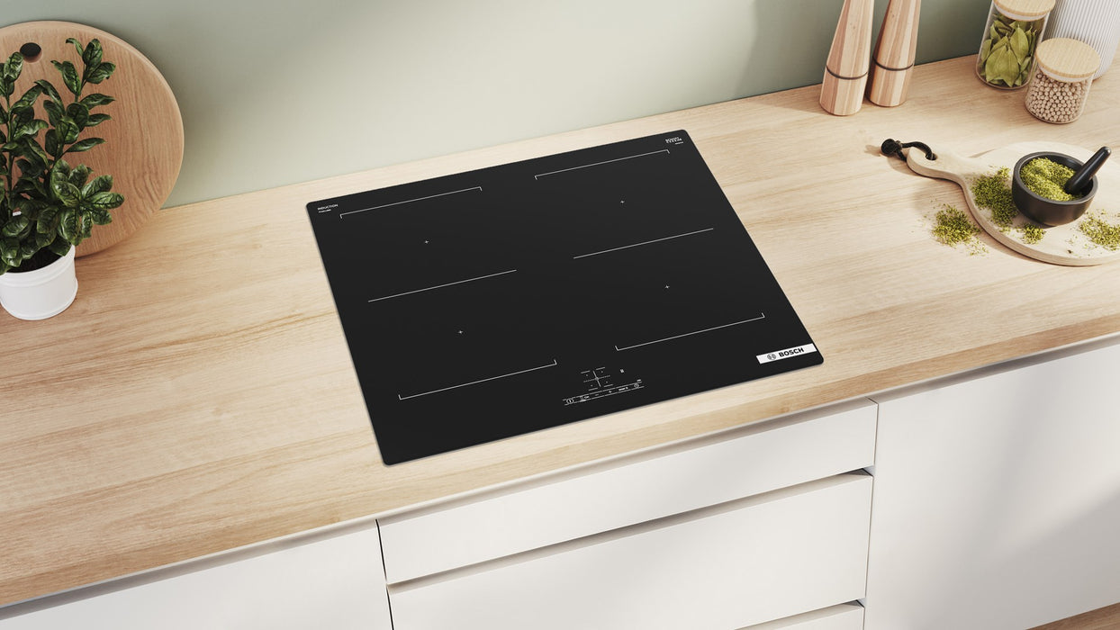Bosch Serie 4 PVQ611BB6E котлон Черен Вграден 60 см Индукционен котлон със зони 4 зона(и)