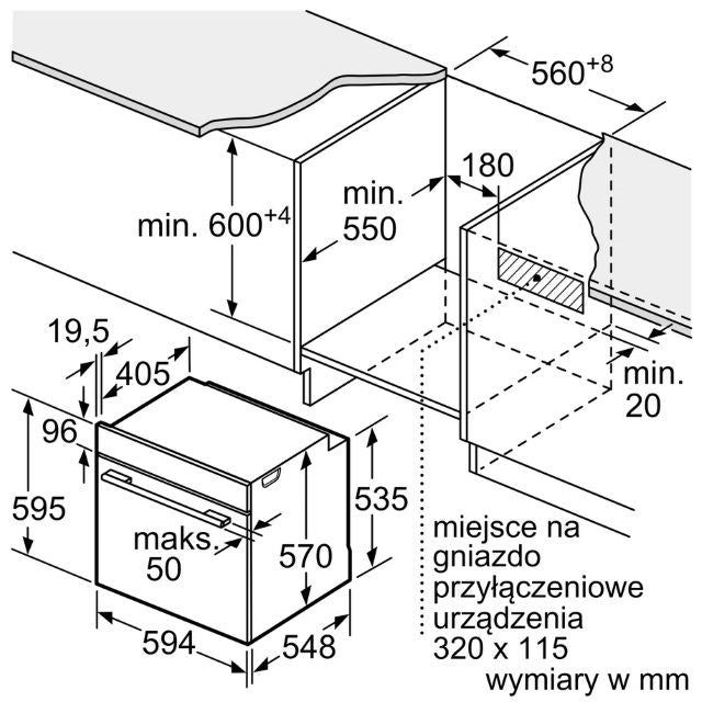 Вградена фурна BOSCH HBG278EB3, 60 x 60 см, черна, функция AirFry, 3D горещ въздух