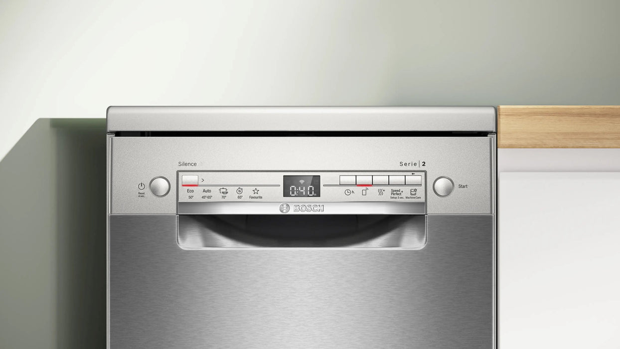 Bosch SPS2HKI02E Свободностояща съдомиялна машина 45 см, матирана стомана