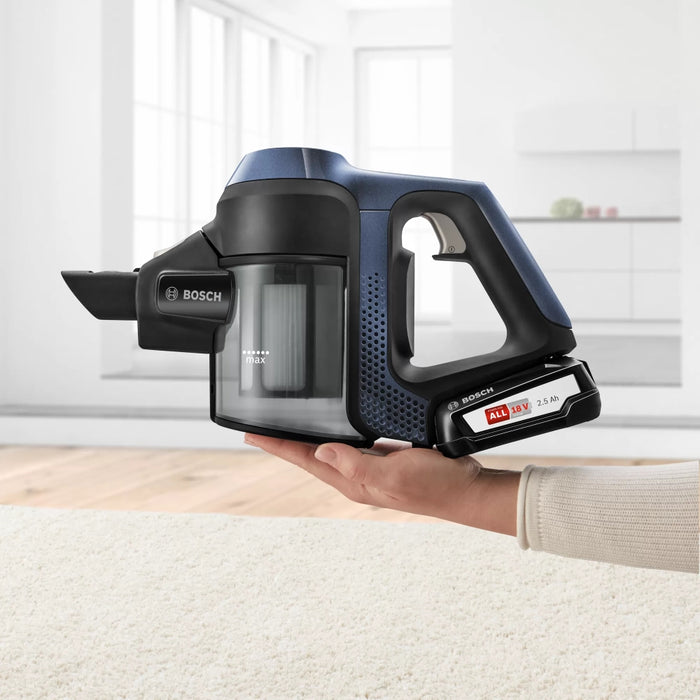 Bosch BCS611P4A, Cordless Handstick Vacuum Cleaner, Series 6, Unlimited 18Vmax, AllFloor Power brush, Blue