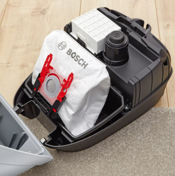 Bosch BGB6X330 Series 6, Vacuum cleaner with bag, 4 l, Washable HEPA filter, 12 m operating range, Remote control, Gray