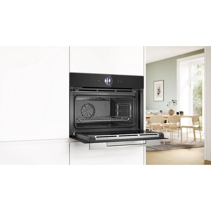 Bosch CSG7364B1, SER8, Компактна парна фурна, 60 x 45 см, 47 л, Perfect Steam, функция Steam Plus, добавена функция Steam, Home Connect, Черна