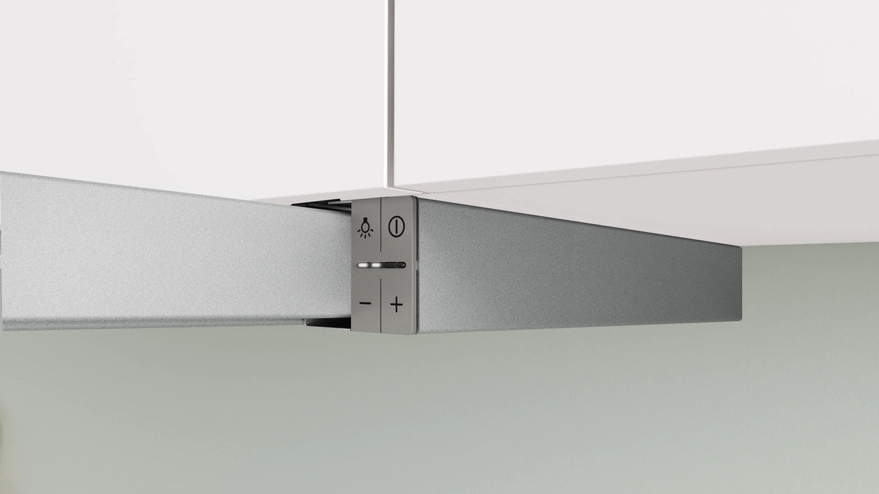 Bosch DFS097A51, Телескопичен аспиратор, Полувграден, 90 см, Енергиен клас А, 397 м3/ч, 53 dB, LED дисплей, Сребрист металик