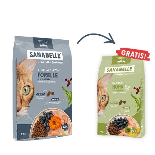 BOSCH Sanabelle Adult Trout & Blueberries - суха храна за котки - 2 кг