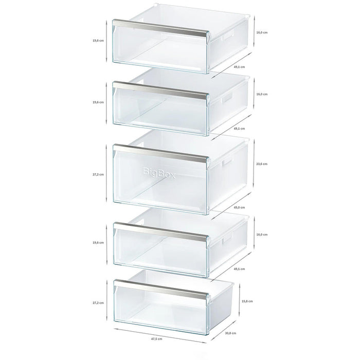 Bosch GSN58AWEV SER6 FS вертикален фризер, NoFrost, D, 191/70/65cm, 366l, 39dB(C), IC, 5 чекмеджета (1 BigBox), 3 рафта, дръжка, бял
